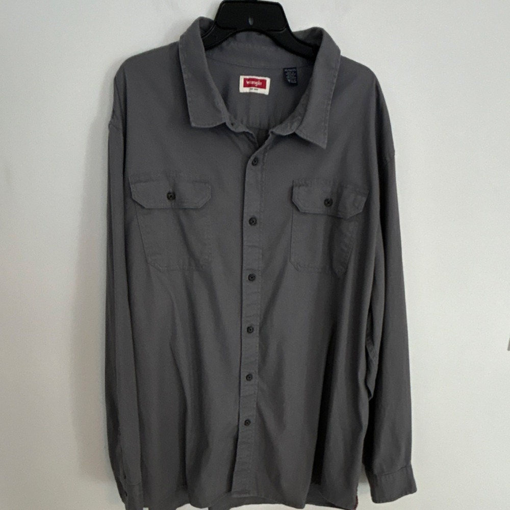 Wrangler Men's Gray Woven‎ Button-Up Hunters Shirt Long Sleeve 3XL Hunting